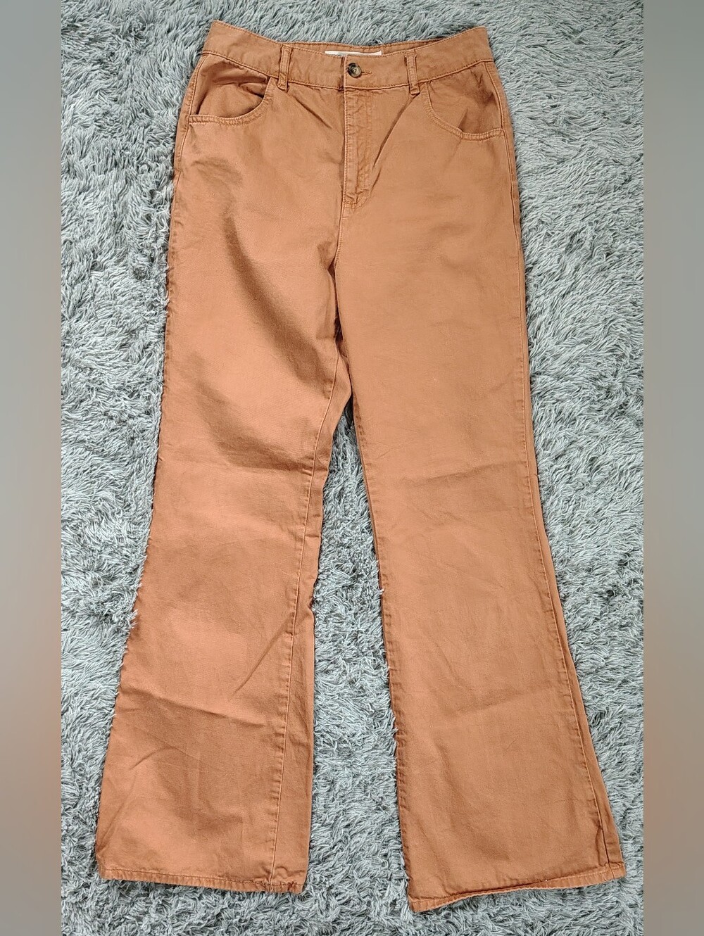 ASOS Denim High Rise Wide Flared Leg Tercotta Pants Size UK 10, 28 x 34